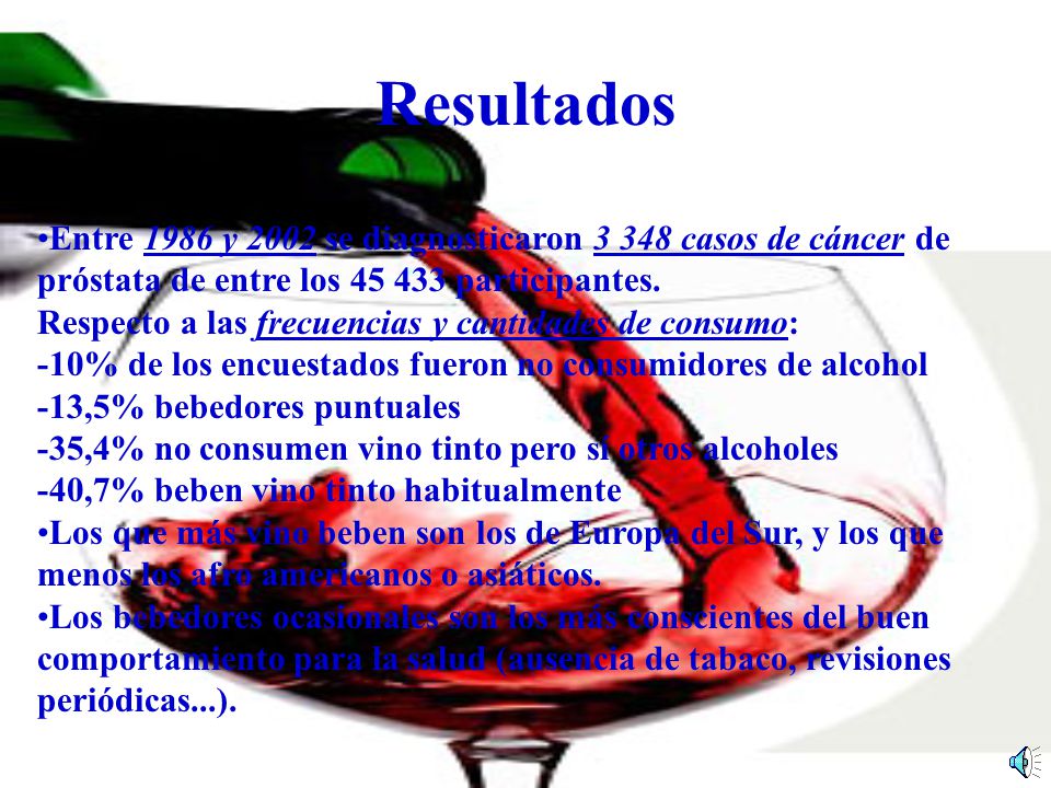 Resultados Entre 1986 y 2002 se diagnosticaron casos de cáncer de próstata de entre los participantes.