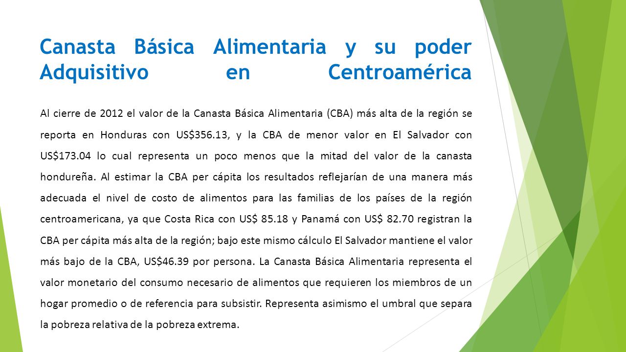 Canasta Básica Alimentaria y su poder Adquisitivo en Centroamérica