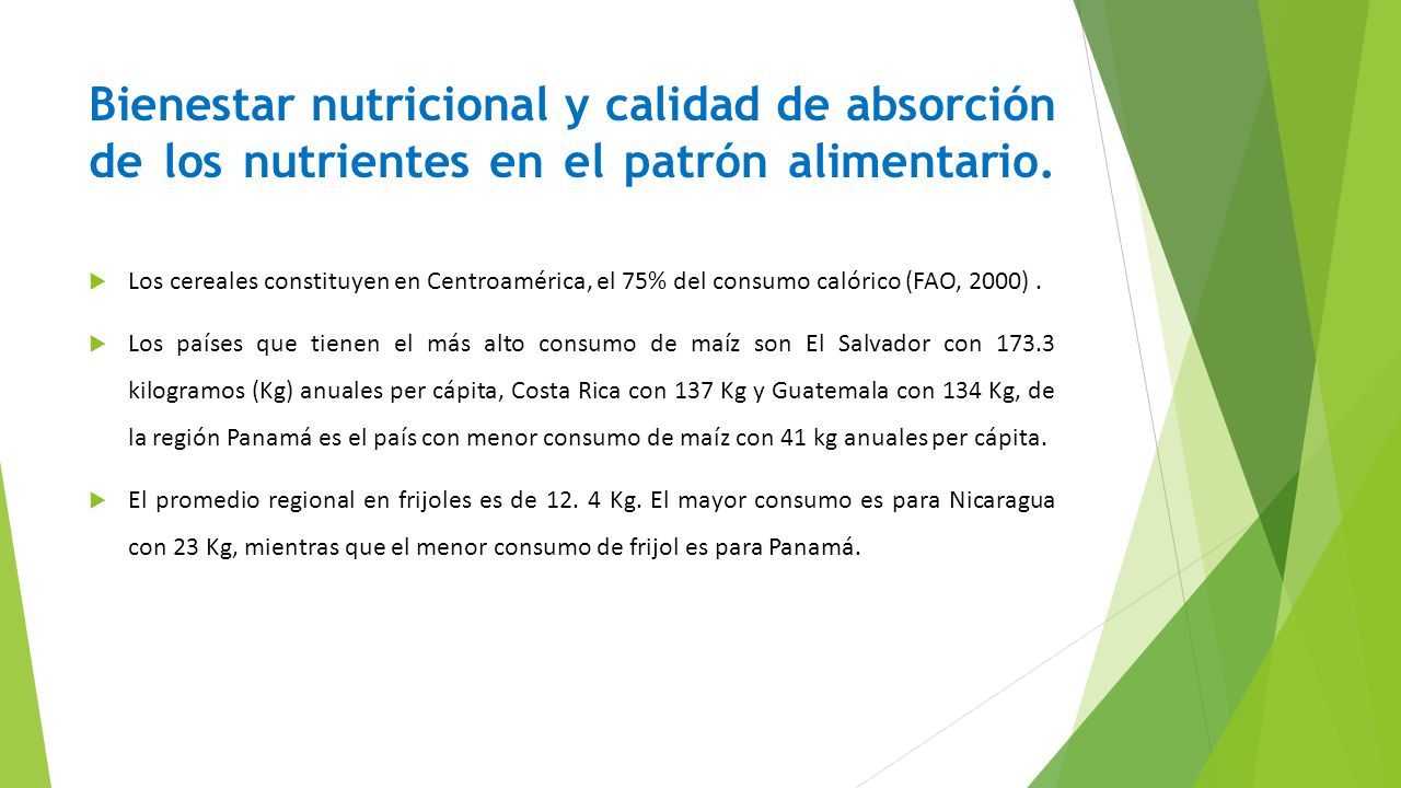 Bienestar nutricional y calidad de absorción de los nutrientes en el patrón alimentario.