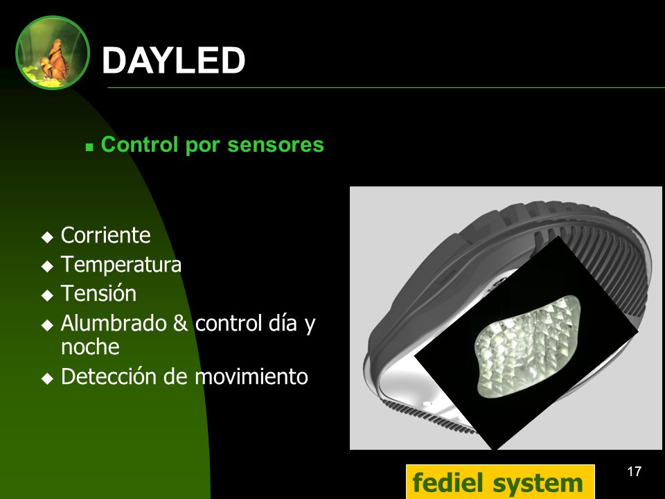 DAYLED fediel system Control por sensores Corriente Temperatura
