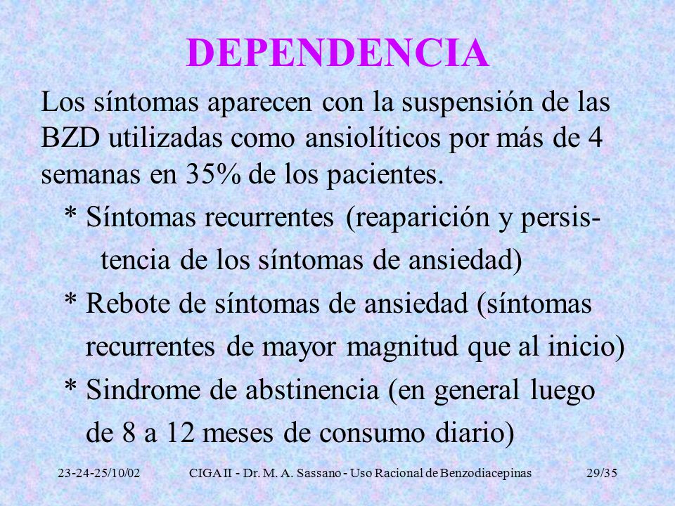 CIGA II - Dr. M. A. Sassano - Uso Racional de Benzodiacepinas
