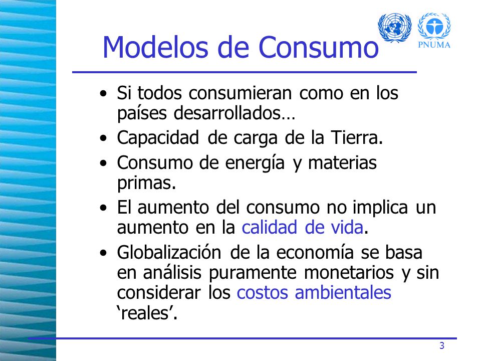 Modelos de Consumo Si todos consumieran como en los países desarrollados… Capacidad de carga de la Tierra.