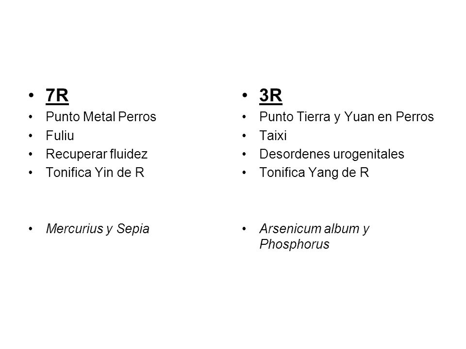 7R 3R Punto Metal Perros Fuliu Recuperar fluidez Tonifica Yin de R
