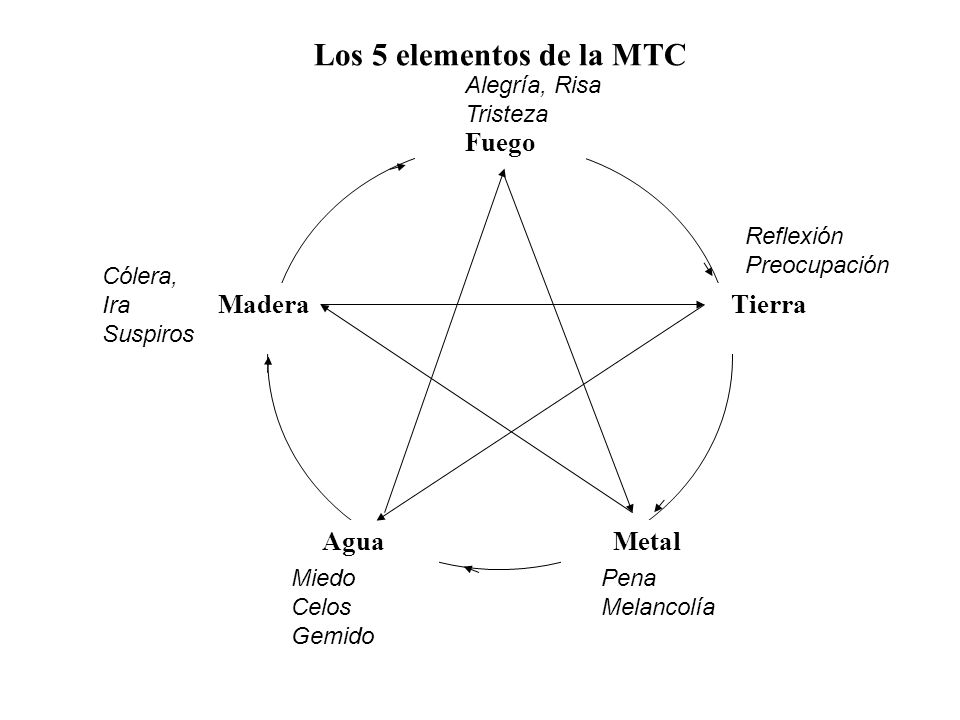 Los 5 elementos de la MTC Tierra Agua Metal Madera Fuego Alegría, Risa