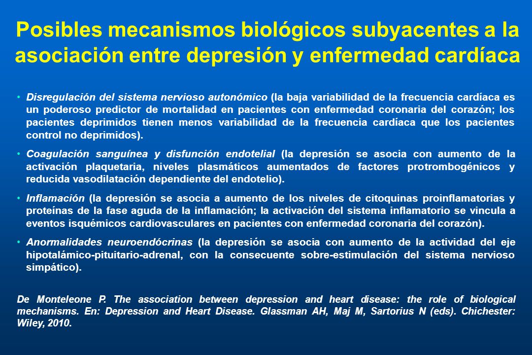Posibles mecanismos biológicos subyacentes a la asociación entre depresión y enfermedad cardíaca