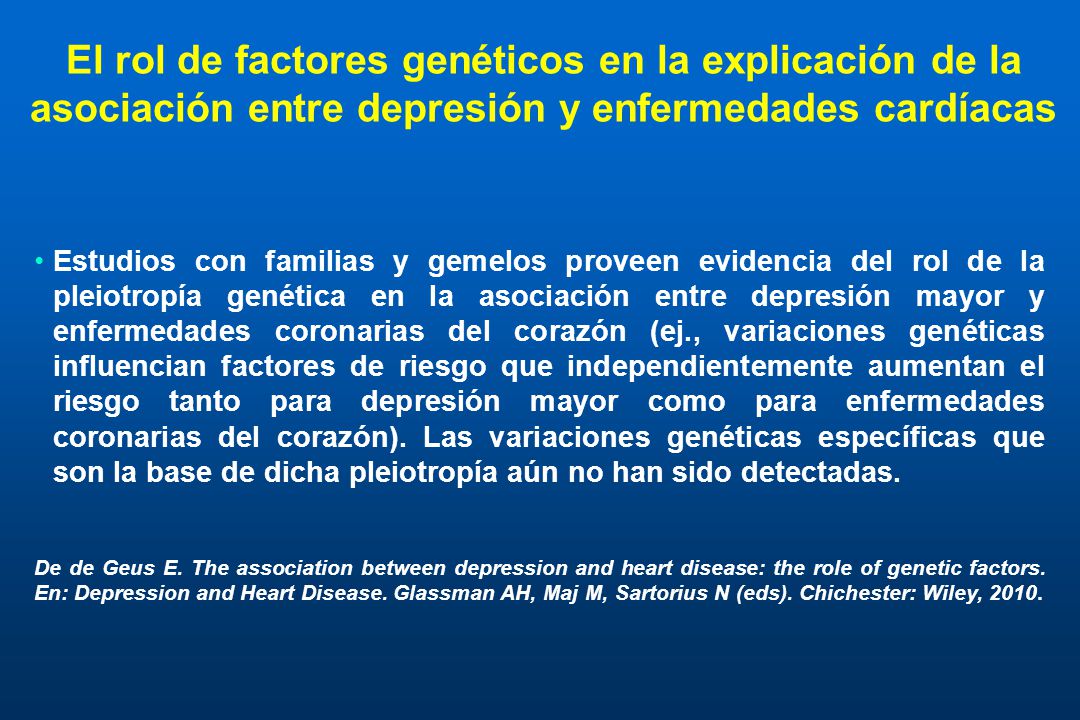 El rol de factores genéticos en la explicación de la asociación entre depresión y enfermedades cardíacas