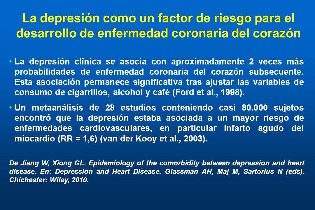 La depresión como un factor de riesgo para el desarrollo de enfermedad coronaria del corazón