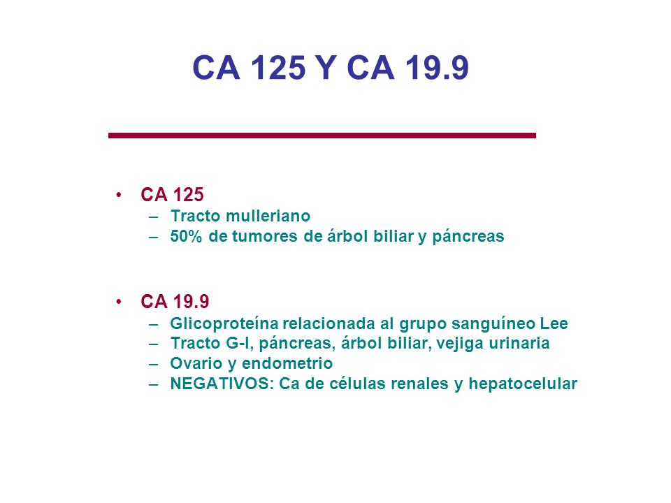 CA 125 Y CA 19.9 CA 125 CA 19.9 Tracto mulleriano