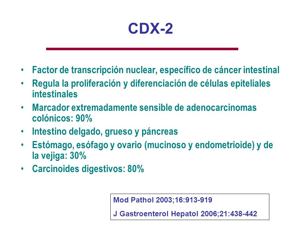 CDX-2 Factor de transcripción nuclear, específico de cáncer intestinal