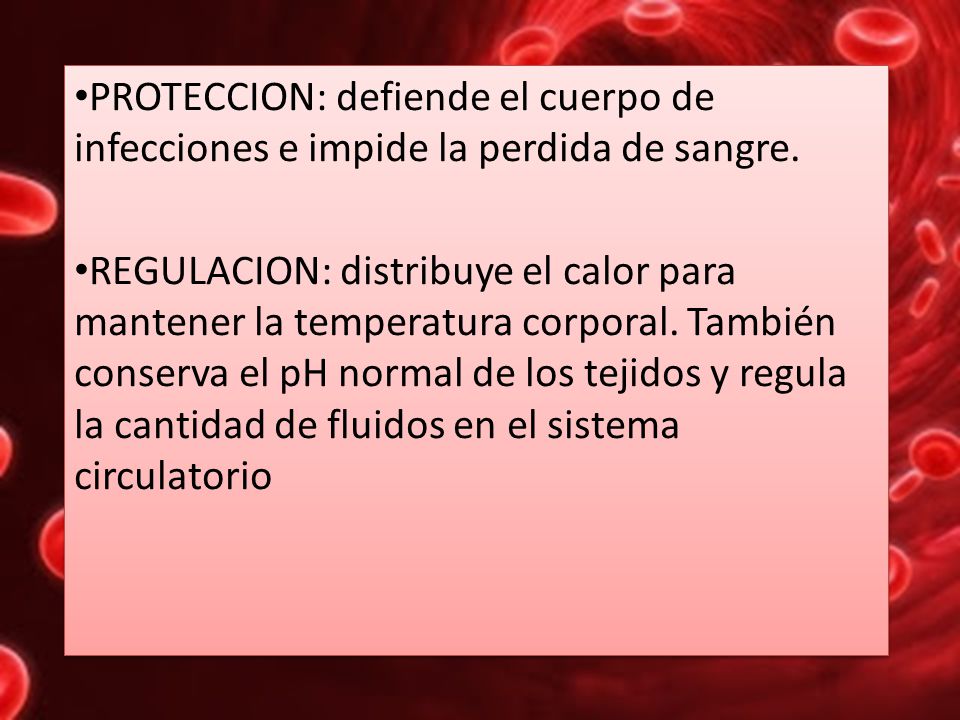PROTECCION: defiende el cuerpo de infecciones e impide la perdida de sangre.