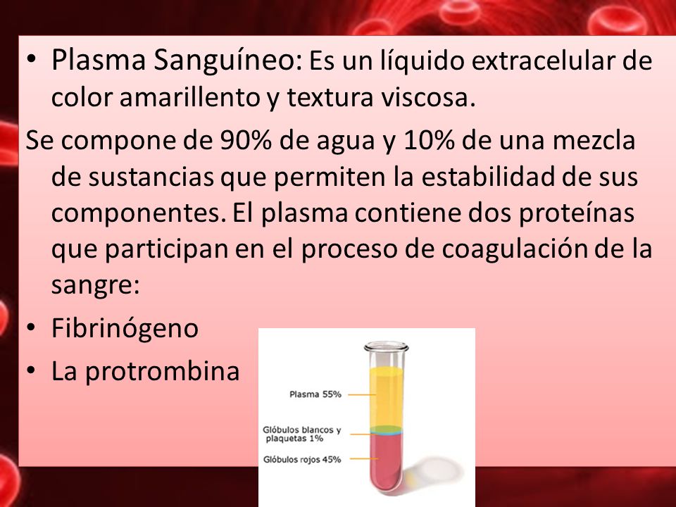 Plasma Sanguíneo: Es un líquido extracelular de color amarillento y textura viscosa.