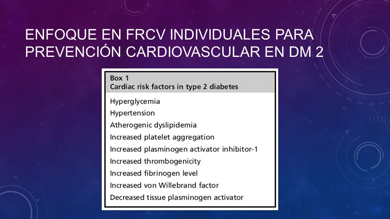 Enfoque en FRCV individuales para prevención cardiovascular en DM 2
