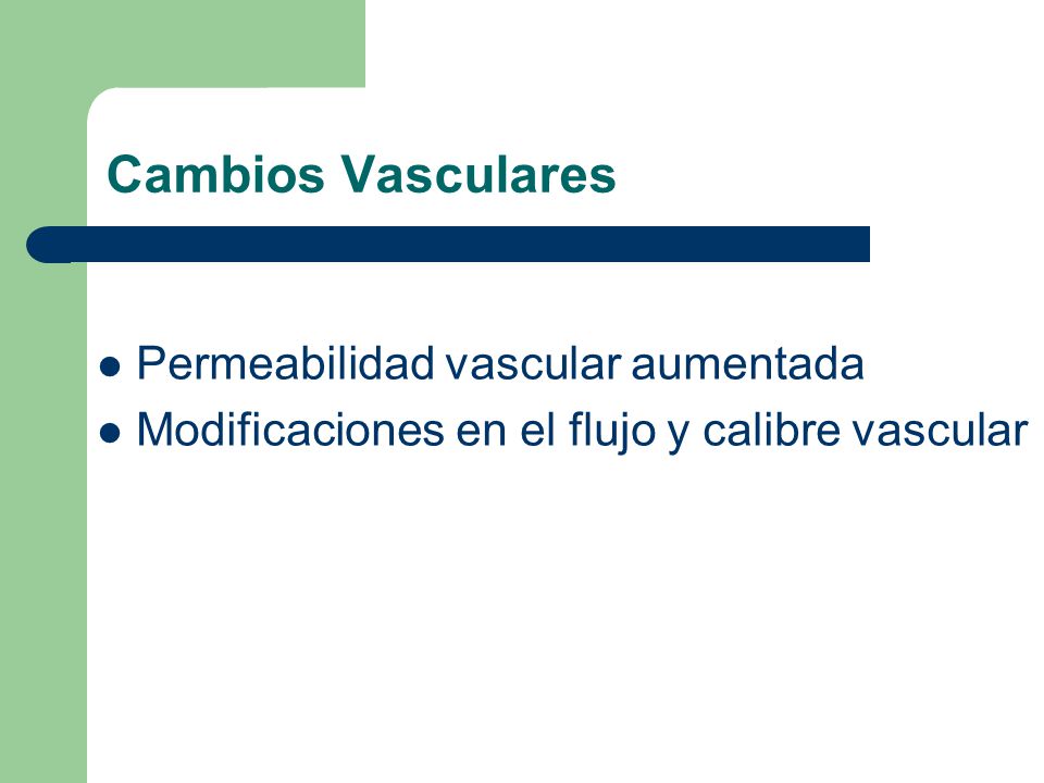 Cambios Vasculares Permeabilidad vascular aumentada