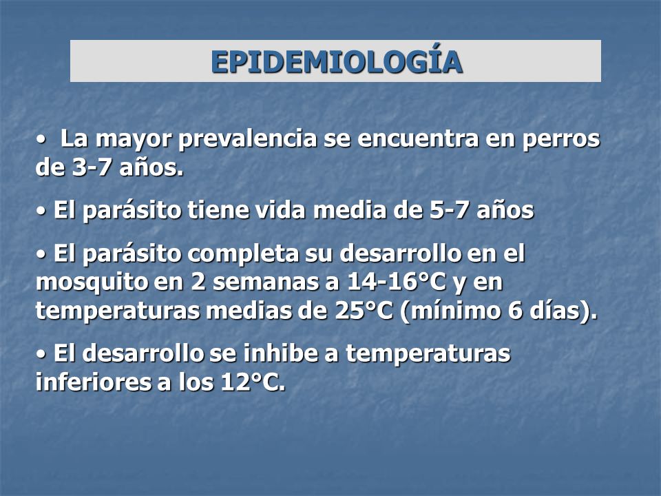EPIDEMIOLOGÍA La mayor prevalencia se encuentra en perros de 3-7 años.
