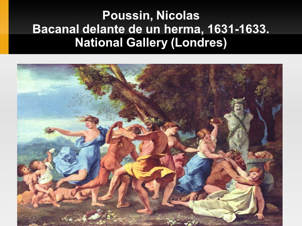 Poussin, Nicolas Bacanal delante de un herma,