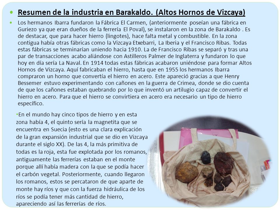 Resumen de la industria en Barakaldo. (Altos Hornos de Vizcaya)