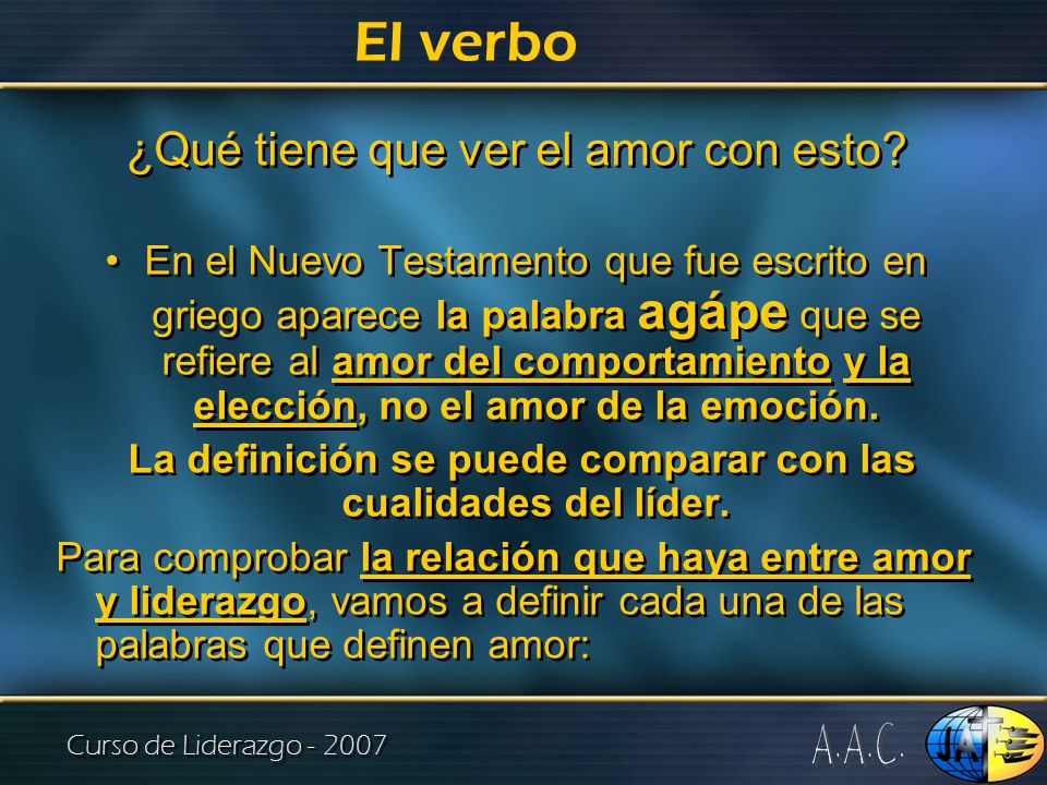 El verbo A.A.C. ¿Qué tiene que ver el amor con esto