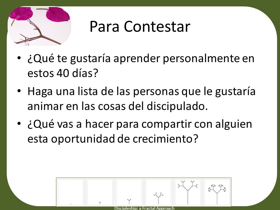Para Contestar ¿Qué te gustaría aprender personalmente en estos 40 días