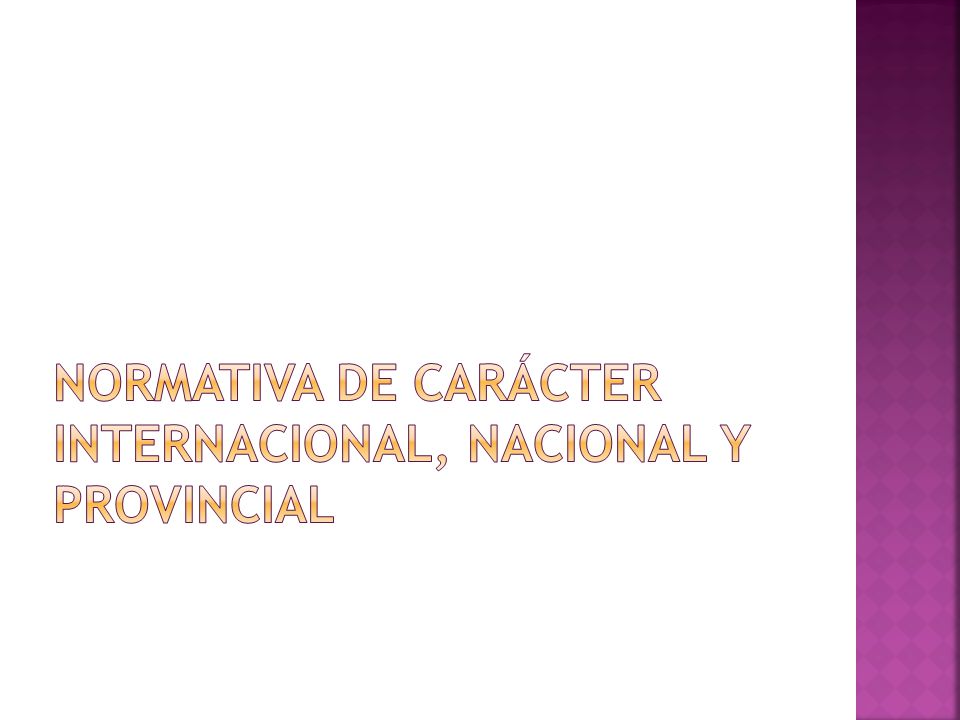 Normativa de carácter Internacional, Nacional y Provincial