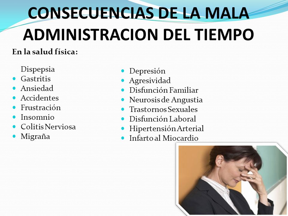 CONSECUENCIAS DE LA MALA ADMINISTRACION DEL TIEMPO