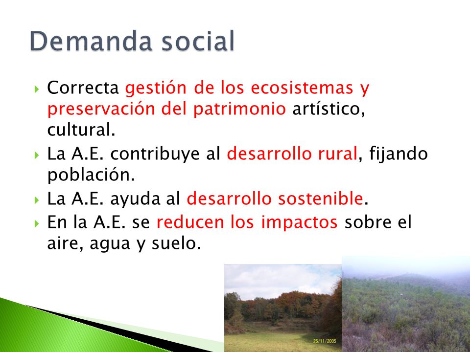 Demanda social Correcta gestión de los ecosistemas y preservación del patrimonio artístico, cultural.