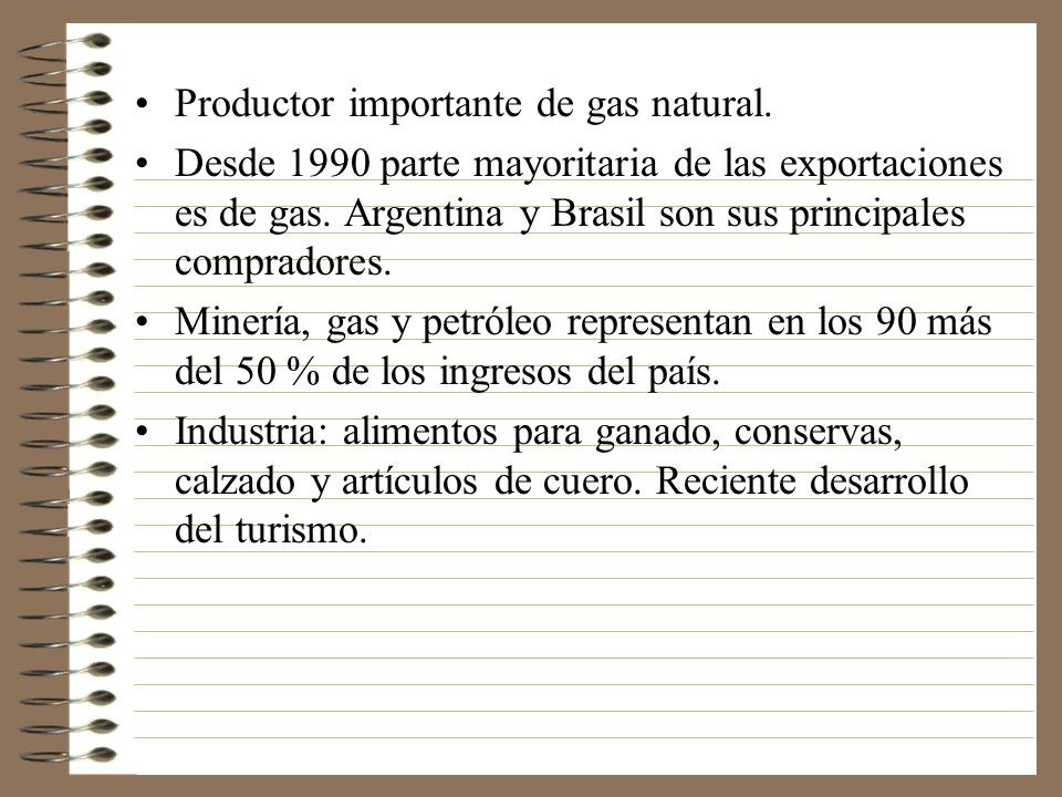 Productor importante de gas natural.