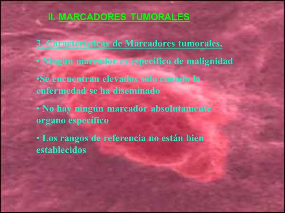3. Características de Marcadores tumorales.