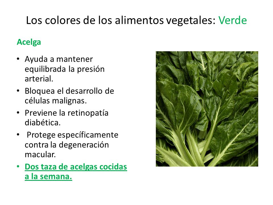Los colores de los alimentos vegetales: Verde