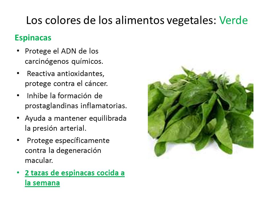 Los colores de los alimentos vegetales: Verde