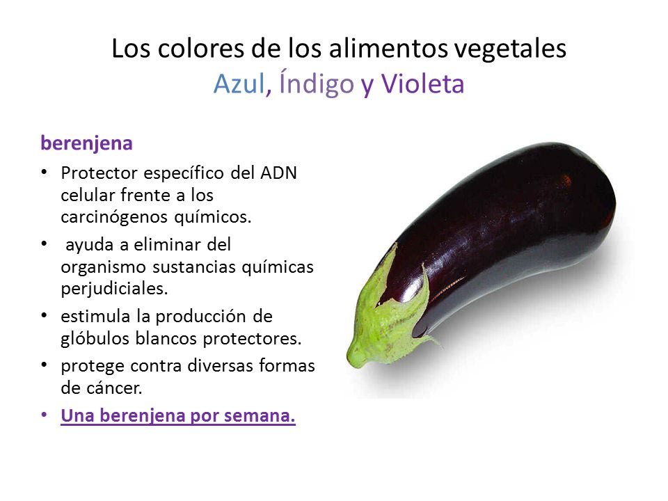 Los colores de los alimentos vegetales Azul, Índigo y Violeta