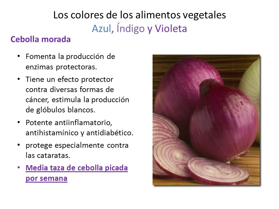 Los colores de los alimentos vegetales Azul, Índigo y Violeta
