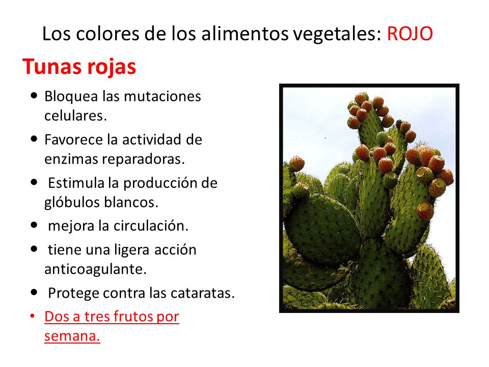 Los colores de los alimentos vegetales: ROJO