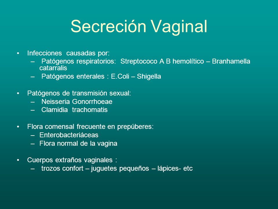 Secreción Vaginal Infecciones causadas por: