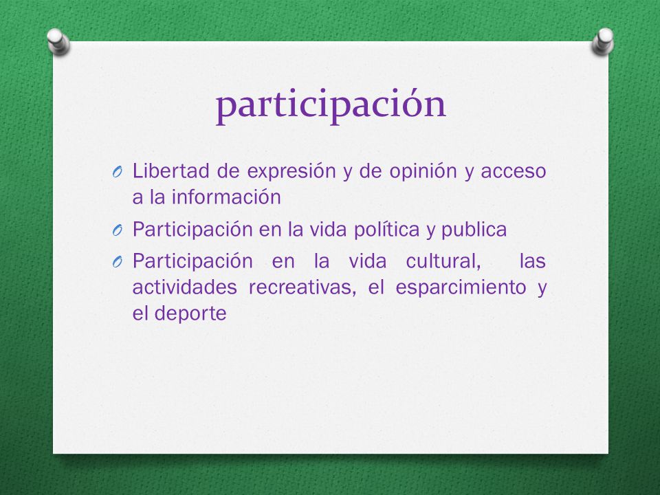 participación Libertad de expresión y de opinión y acceso a la información. Participación en la vida política y publica.