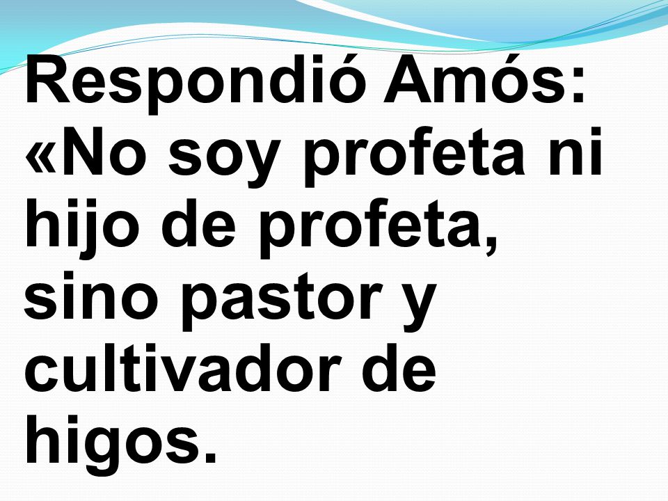 Respondió Amós: «No soy profeta ni hijo de profeta, sino pastor y cultivador de higos.