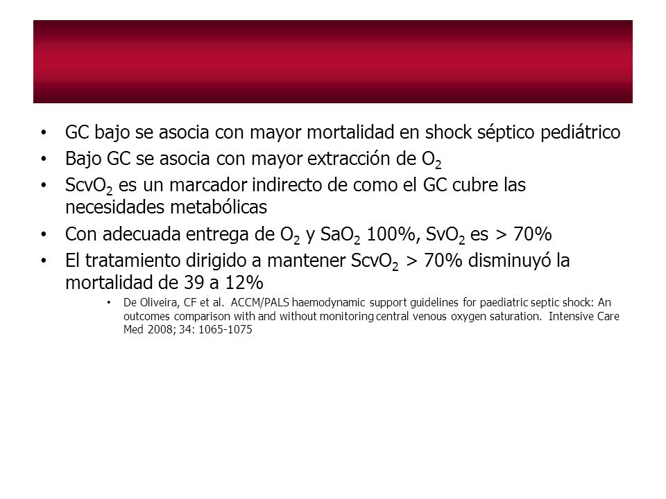 GC bajo se asocia con mayor mortalidad en shock séptico pediátrico