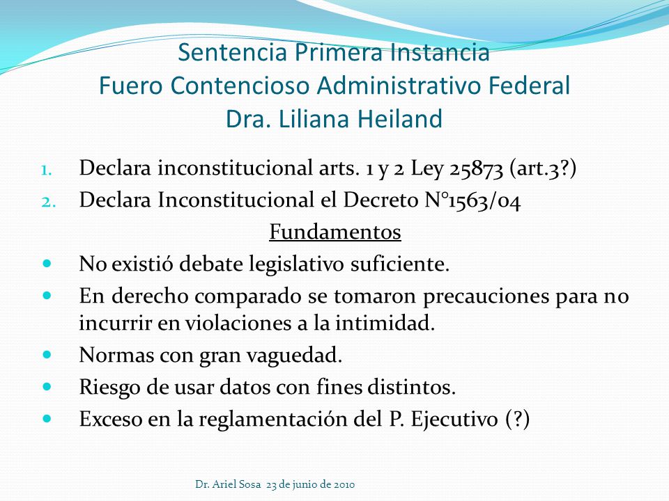 Sentencia Primera Instancia Fuero Contencioso Administrativo Federal Dra. Liliana Heiland