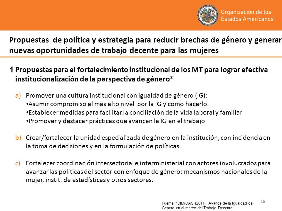 Propuestas de política y estrategia para reducir brechas de género y generar nuevas oportunidades de trabajo decente para las mujeres