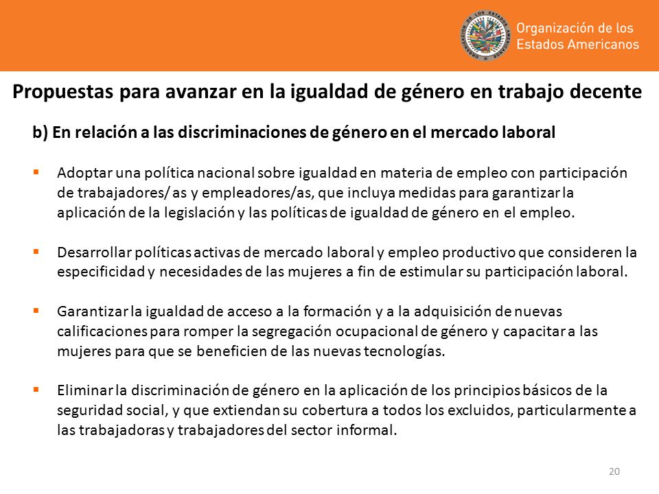 Propuestas para avanzar en la igualdad de género en trabajo decente