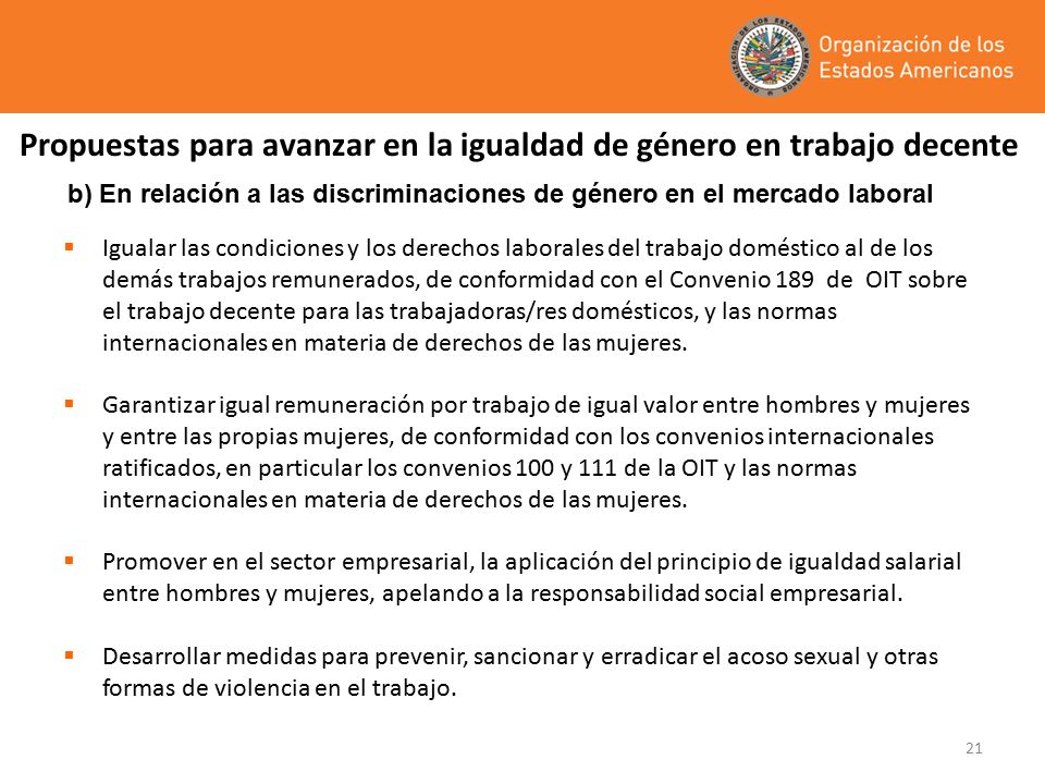 Propuestas para avanzar en la igualdad de género en trabajo decente