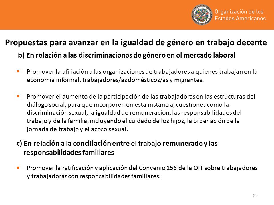 Propuestas para avanzar en la igualdad de género en trabajo decente