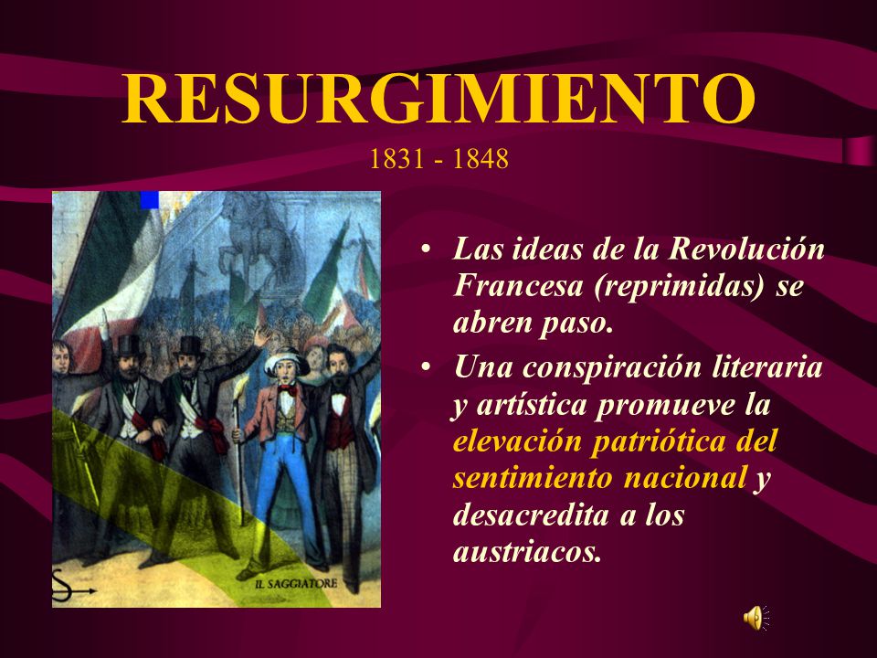 RESURGIMIENTO Las ideas de la Revolución Francesa (reprimidas) se abren paso.