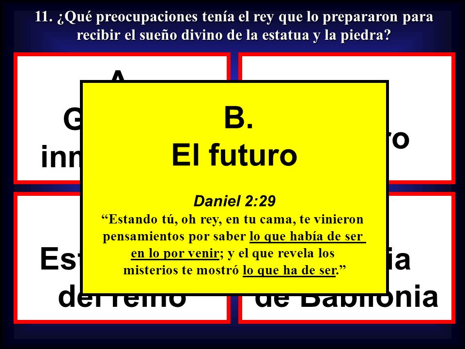 A. Guerras inminentes B. El futuro B. El futuro C. Estabilidad