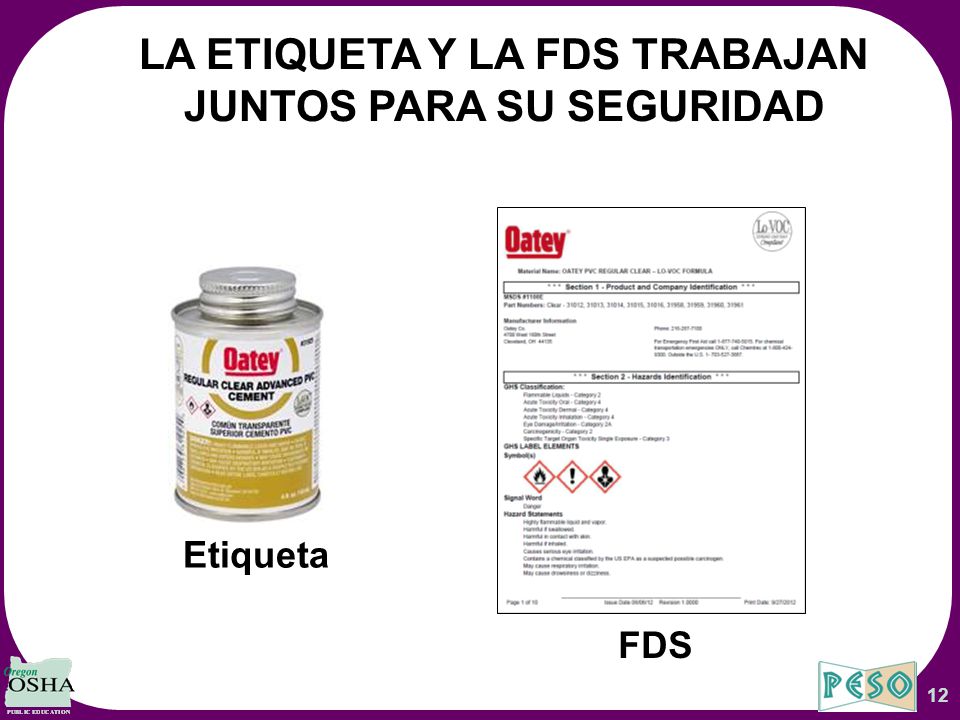 LA ETIQUETA Y LA FDS TRABAJAN JUNTOS PARA SU SEGURIDAD