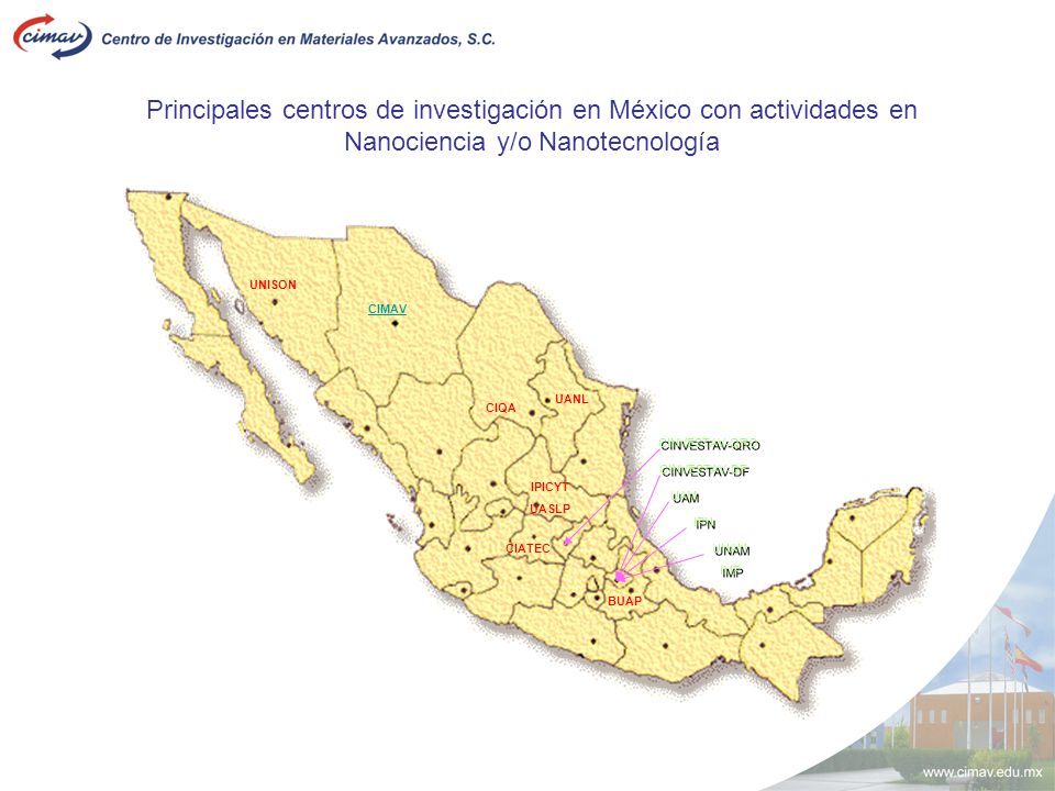 Principales centros de investigación en México con actividades en Nanociencia y/o Nanotecnología