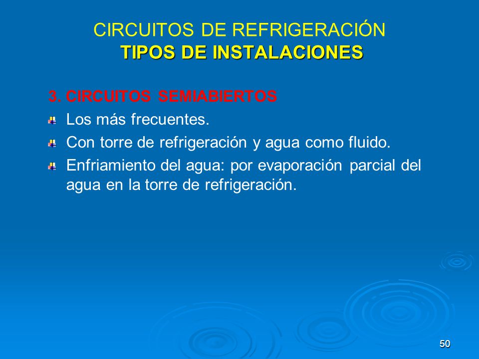 CIRCUITOS DE REFRIGERACIÓN TIPOS DE INSTALACIONES