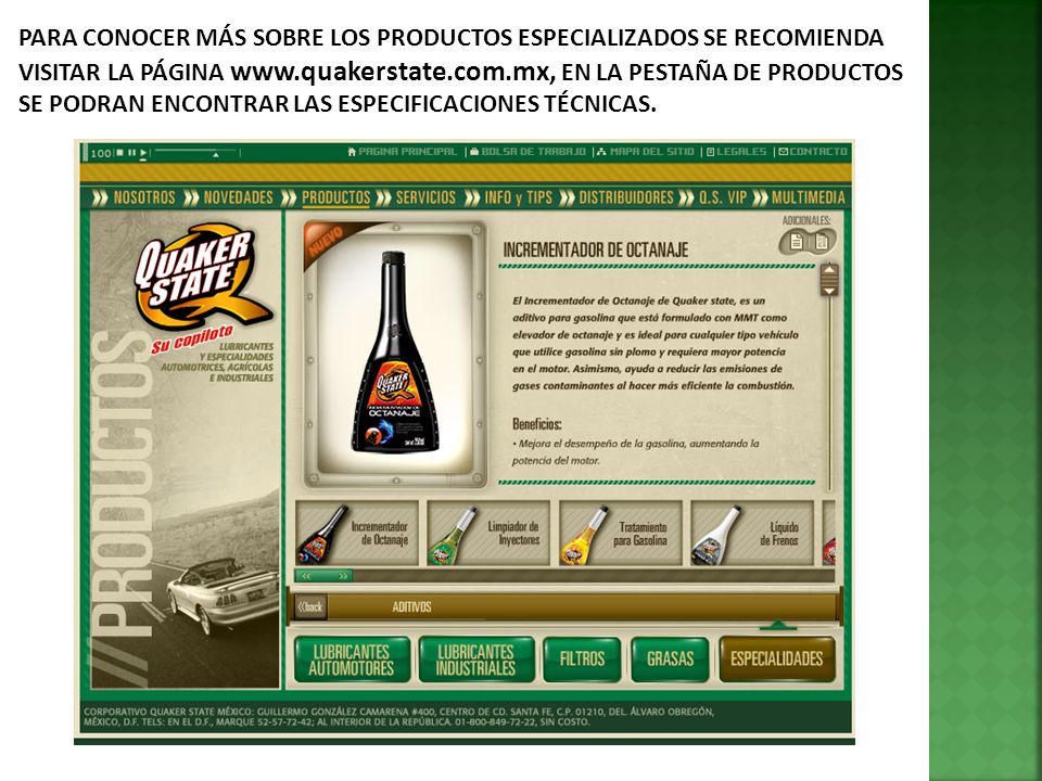 PARA CONOCER MÁS SOBRE LOS PRODUCTOS ESPECIALIZADOS SE RECOMIENDA