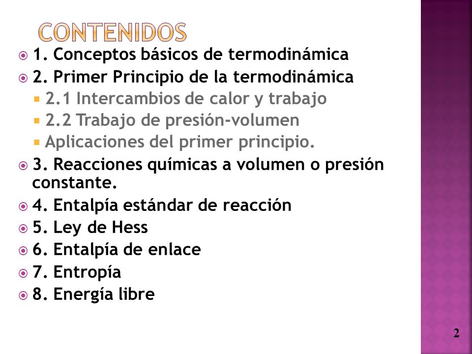 CONTENIDOS 1. Conceptos básicos de termodinámica