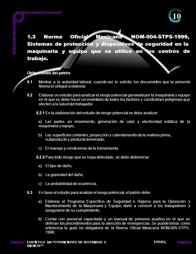 Norma Oficial Mexicana NOM-004-STPS-1999,