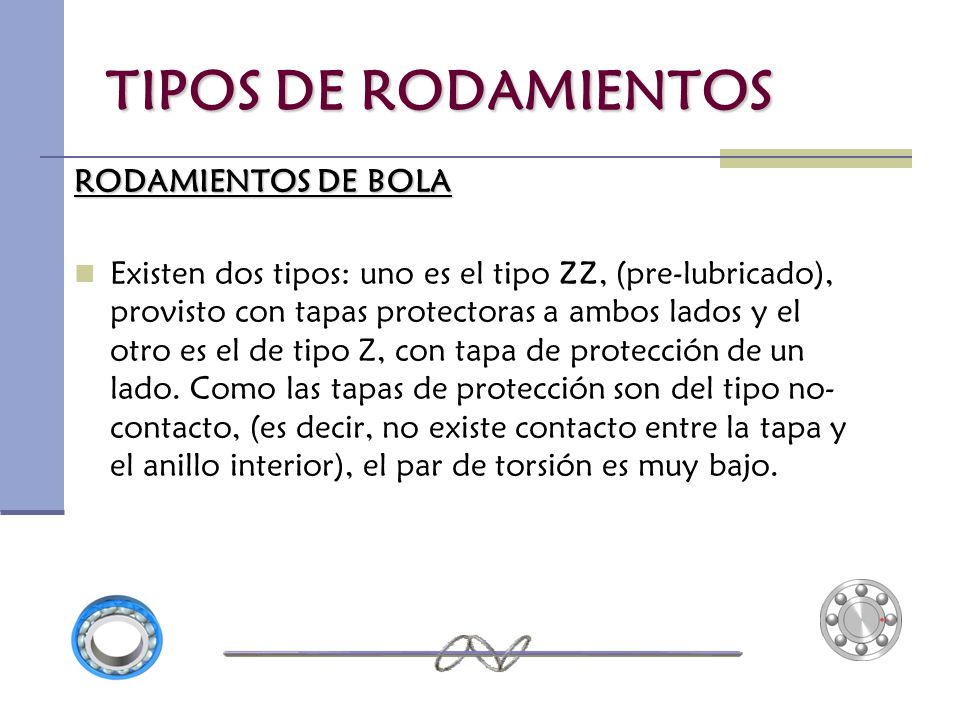 TIPOS DE RODAMIENTOS RODAMIENTOS DE BOLA